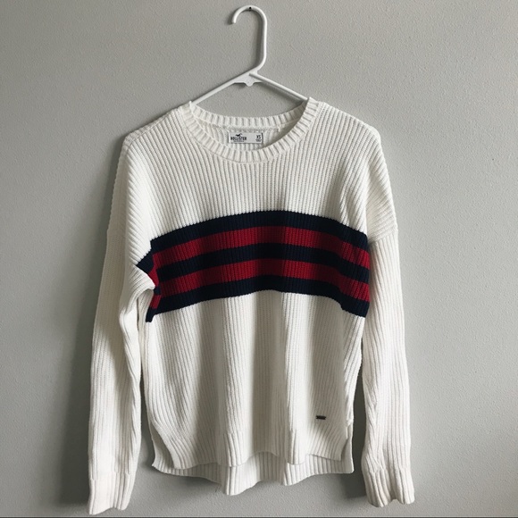 cream sweater with color block stripes - Picture 2 of 3